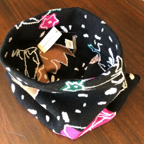 Anthropologie Bel Kazan Georgie Snood Black Motif Print Scarf Neck Warmer - Picture 4 of 8